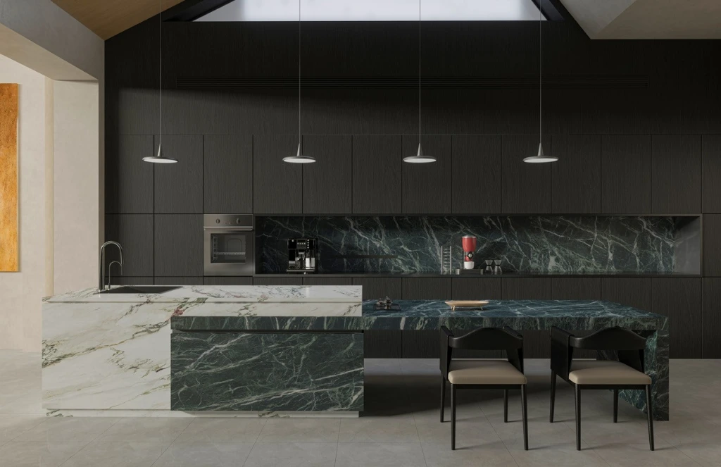 Verde Alpi surface — Guava Quartz + Stone | Adam Stonetech