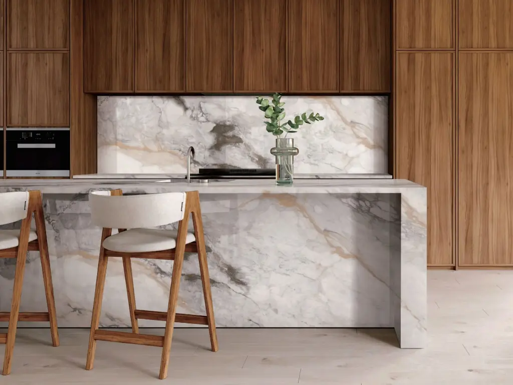 Breccia Aurora surface — Guava Quartz + Stone | Adam Stonetech (view 1)