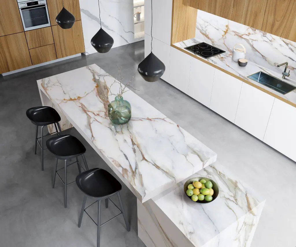 Calacatta Macchia Vecchia surface — Guava Quartz + Stone | Adam Stonetech (view 2)