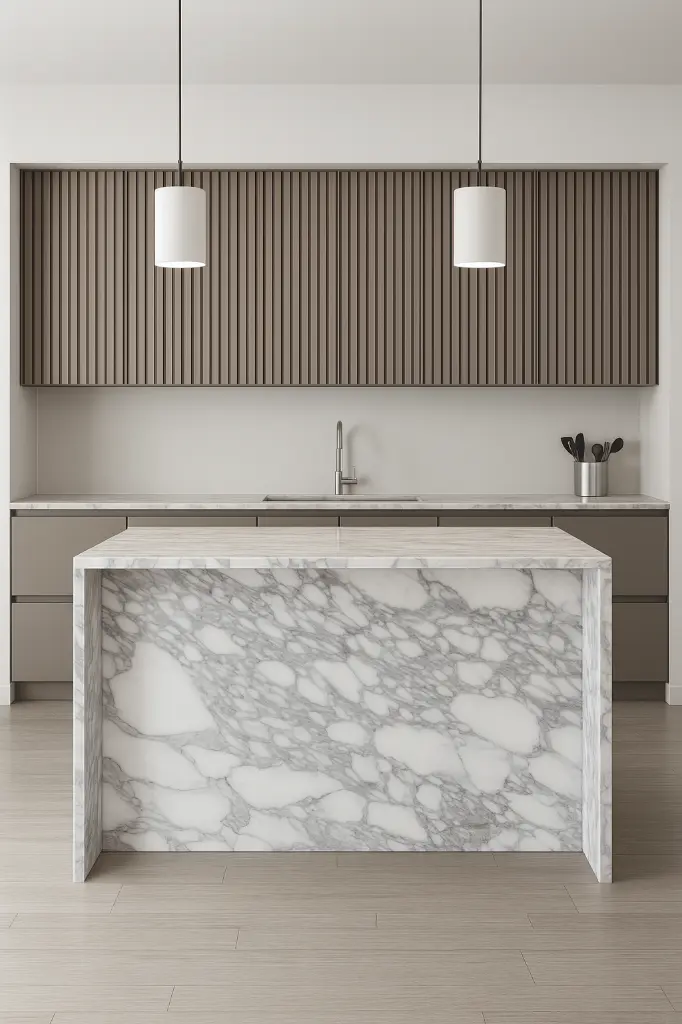 Calacatta Monet surface — Guava Quartz + Stone | Adam Stonetech (view 1)