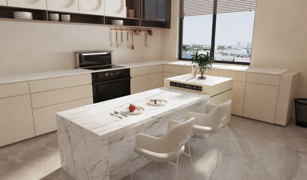 Neptune Classic surface — Guava Quartz + Stone | Adam Stonetech (view 1)