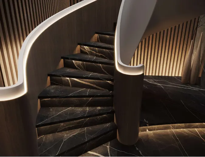 Calacatta Black surface — Guava Quartz + Stone | Adam Stonetech (view 1)