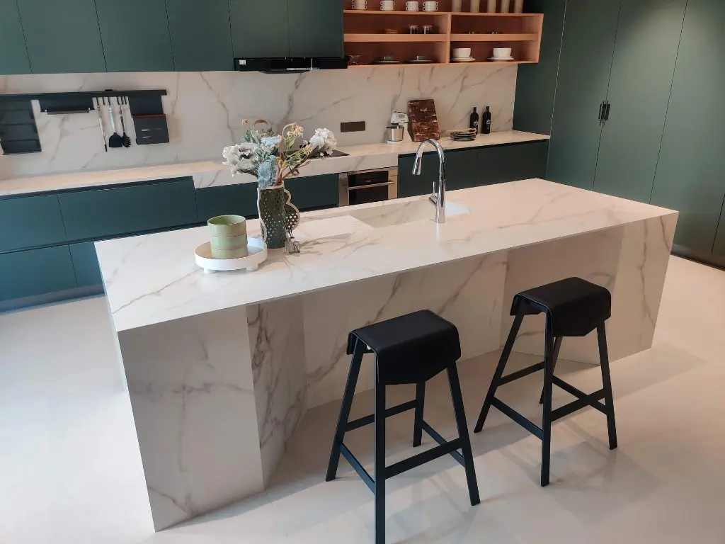 Calacatta Midas surface — Guava Quartz + Stone | Adam Stonetech
