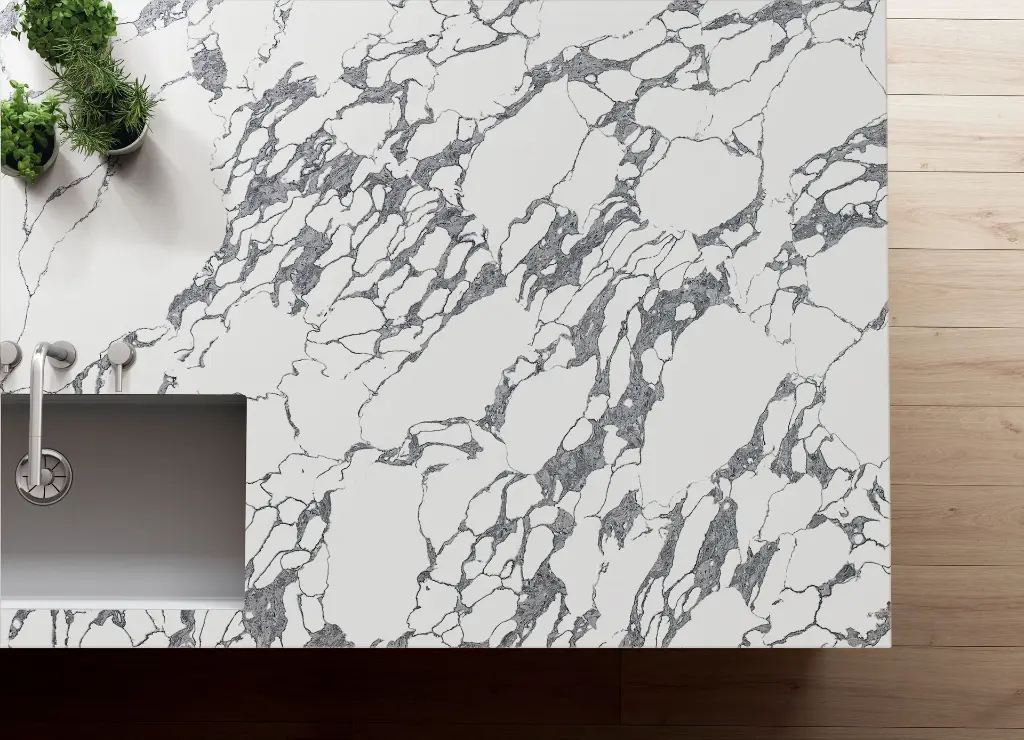 Arabescato surface — Guava Quartz + Stone | Adam Stonetech (view 1)